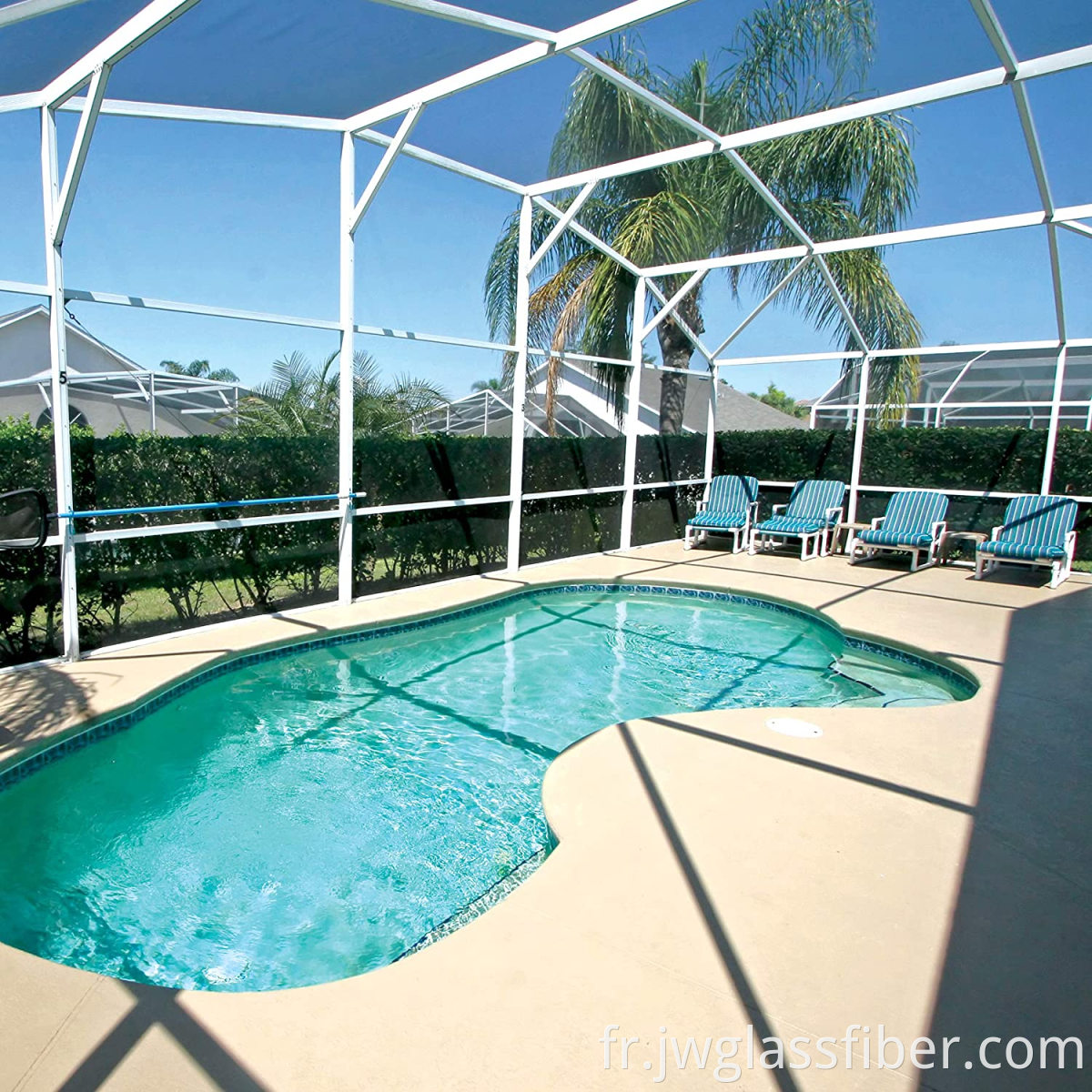 Piscine en fibre de verre à vente chaude et maille d'écran de patio